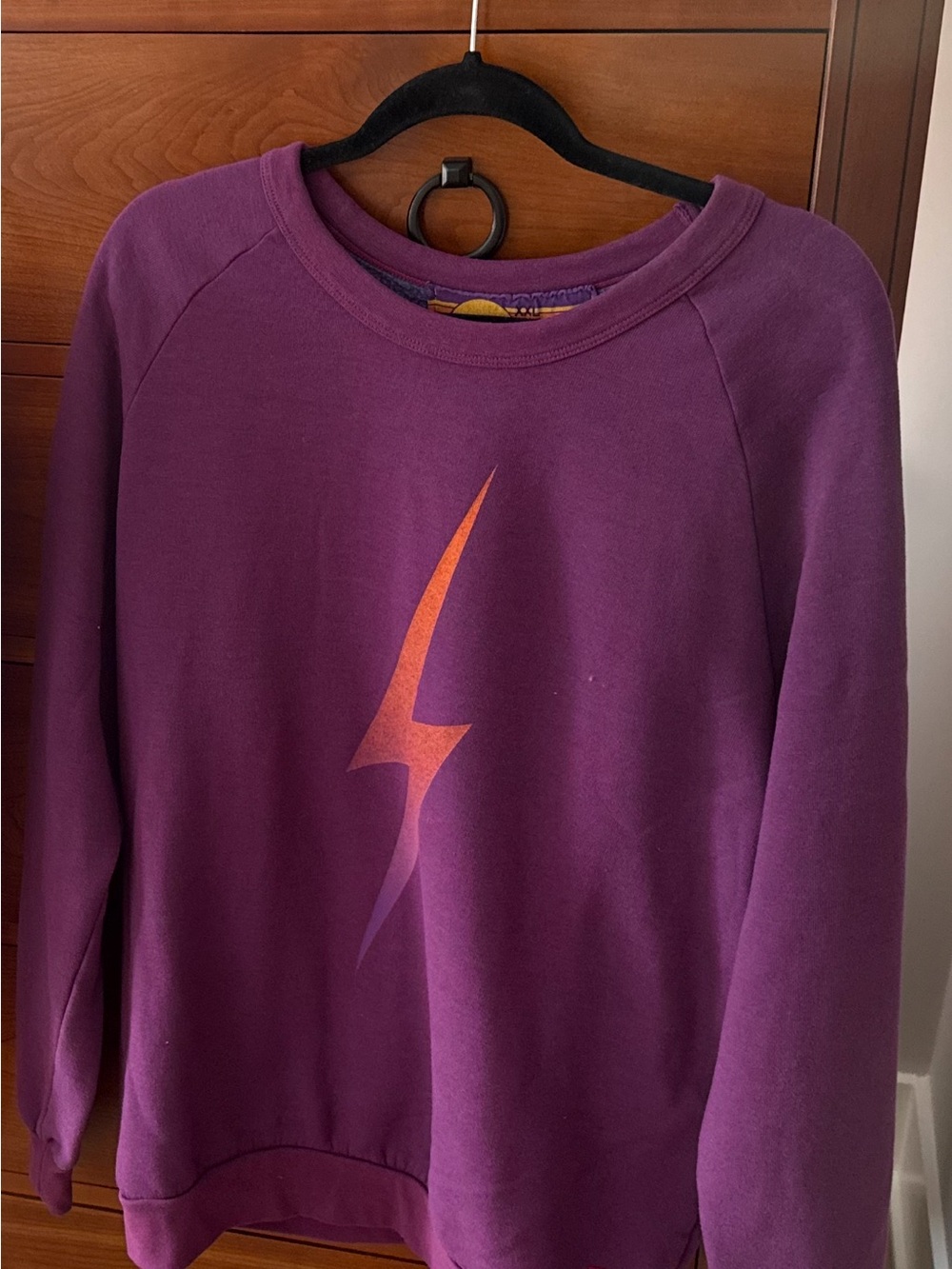Aviator Nation Purple Sweatshirt with Orange Lightning Bolt